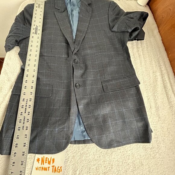 Pronto Uomo Platinum Mens Gray Plaid Silk Wool Blazer Size 42R Two-Button NWOT - Picture 7 of 7